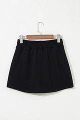 Black Sequin Heifer Patched French Terry Drawstring Skort Graphic Pants JT's Designer Fashion