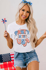 White PARTY IN THE USA Flag Fashion Graphic Tee Graphic Tees JT's Designer Fashion
