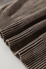 Dark Brown Contrast Cable Knit Sleeve Casual Sweater Sweaters JT's Designer Fashion
