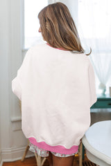 Strawberry Pink Color Block Pullover and Lace-up Elastic Waist Shorts Set Short Sets JT's Designer Fashion