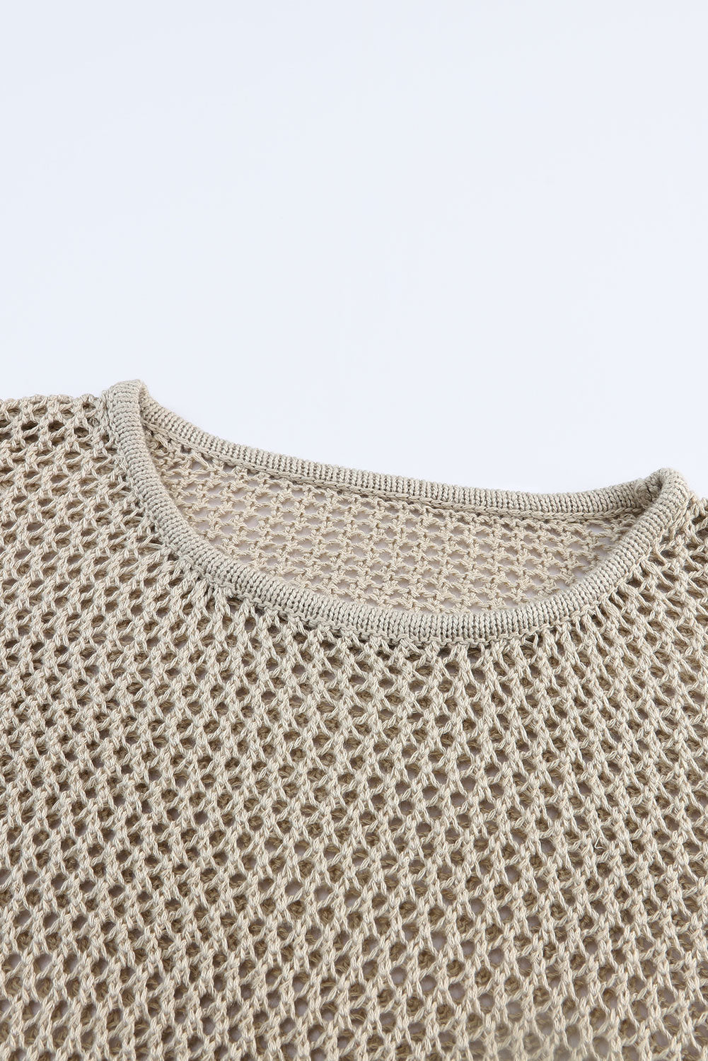 Khaki Hollow-out Knit Long Sleeve Top Long Sleeve Tops JT's Designer Fashion