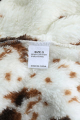 Zip Collar Cow Print Fleece Sweatshirt Sweatshirts & Hoodies JT's Designer Fashion