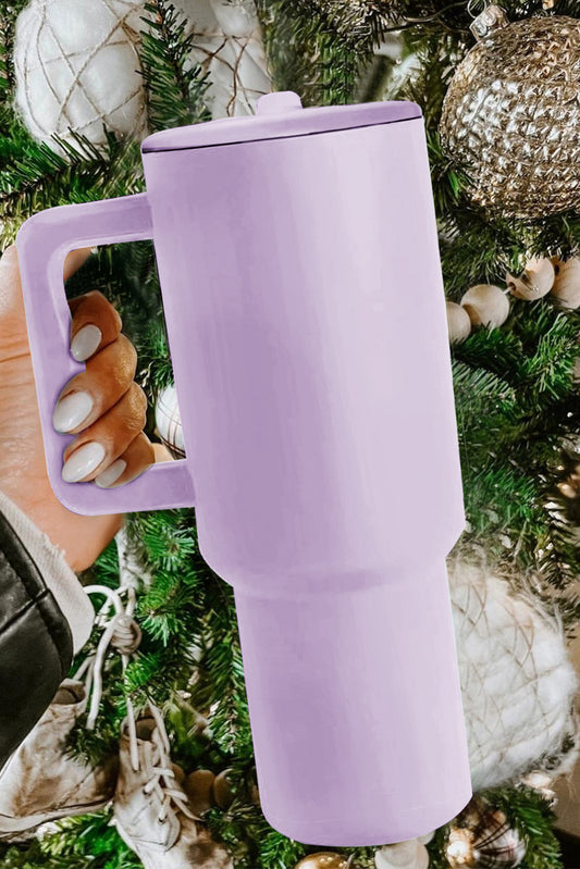 Orchid Petal Frosted Stainless Handle Large Vacuum Cup with Straw 40oz Tumblers JT's Designer Fashion