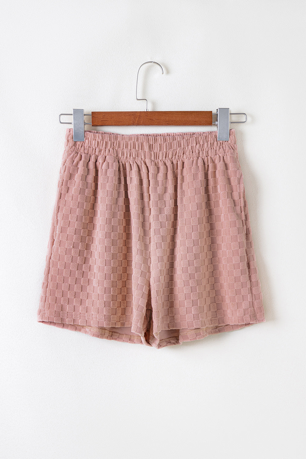 Blossom Checkered Textured Long Sleeve Top and Shorts Set Short Sets JT's Designer Fashion
