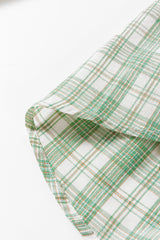 Green Checkered Print Loose Fit Buttoned Hooded Shacket Plaid Shackets JT's Designer Fashion