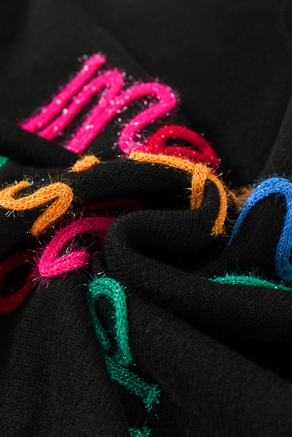 Black Tinsel Merry & Bright Round Neck Plus Size Sweater Plus Size Sweaters & Cardigans JT's Designer Fashion