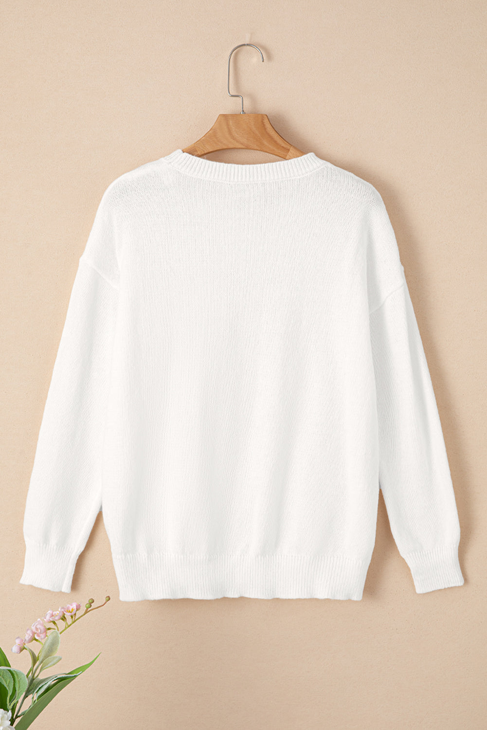 White Merry & Bright Round Neck Casual Sweater Sweaters JT's Designer Fashion