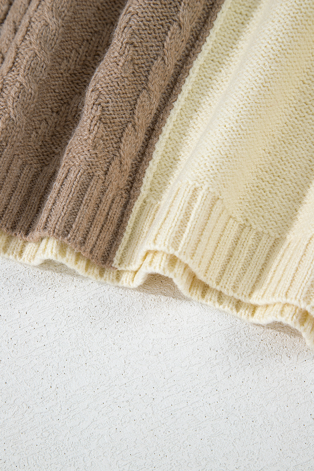 Mist Green Plus Size Cable Knit Color Block Drop Shoulder Sweater Plus Size Sweaters & Cardigans JT's Designer Fashion