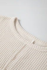 Apricot Waffle Knit Splits Batwing Sleeve Oversized Top Long Sleeve Tops JT's Designer Fashion