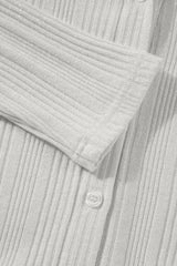 White Solid Color Ribbed Button up Tunic Cardigan Cardigans JT's Designer Fashion