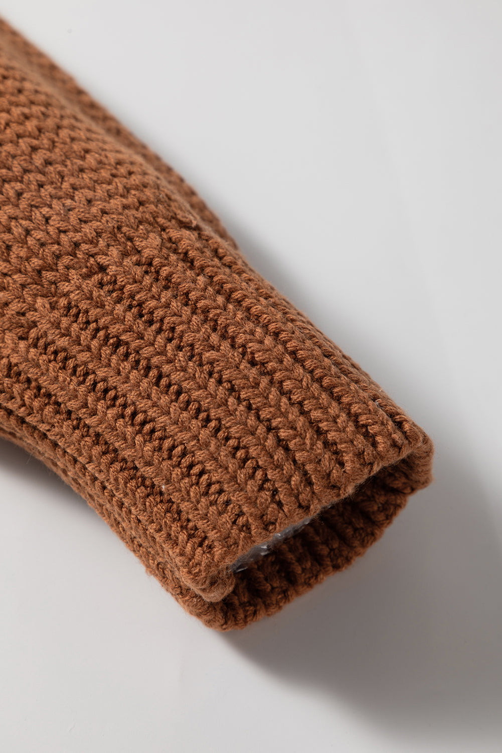 Light French Beige Contrast Stitch Detail Color Block Knitted Plus Size Sweater Plus Size Sweaters & Cardigans JT's Designer Fashion