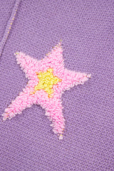 Lavendula Brushed Star Graphic V Neck Drop Shoulder Oversize Sweater Sweaters JT's Designer Fashion