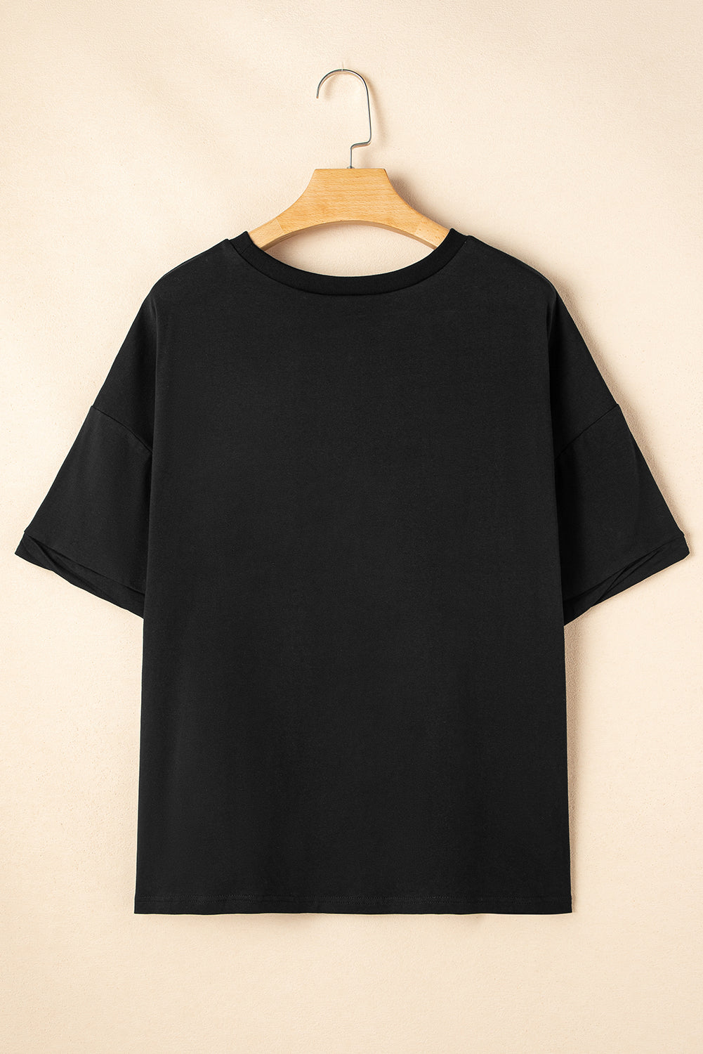 Black Sequin Crawfish Graphic High Low Loose T Shirt Graphic Tees JT's Designer Fashion