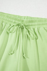 Meadow Mist Green Solid Loose V Neck Half Sleeve Tee and Shorts Short Sets JT's Designer Fashion