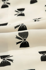 White Bow Knot Color Contrast Trim Knotted Shoulder Mini Dress Mini Dresses JT's Designer Fashion