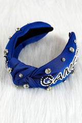 Dark Blue GAME DAY Rugby Football Season Diamond Knotted Headband Headwear JT's Designer Fashion