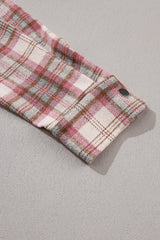 Multicolour Plaid Flap Pocket Hooded Raw Hem Jacket Plaid Shackets JT's Designer Fashion