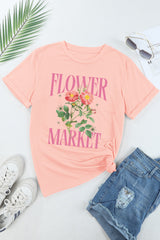 Pink FLOWER MARKET Graphic Crewneck T Shirt Graphic Tees JT's Designer Fashion