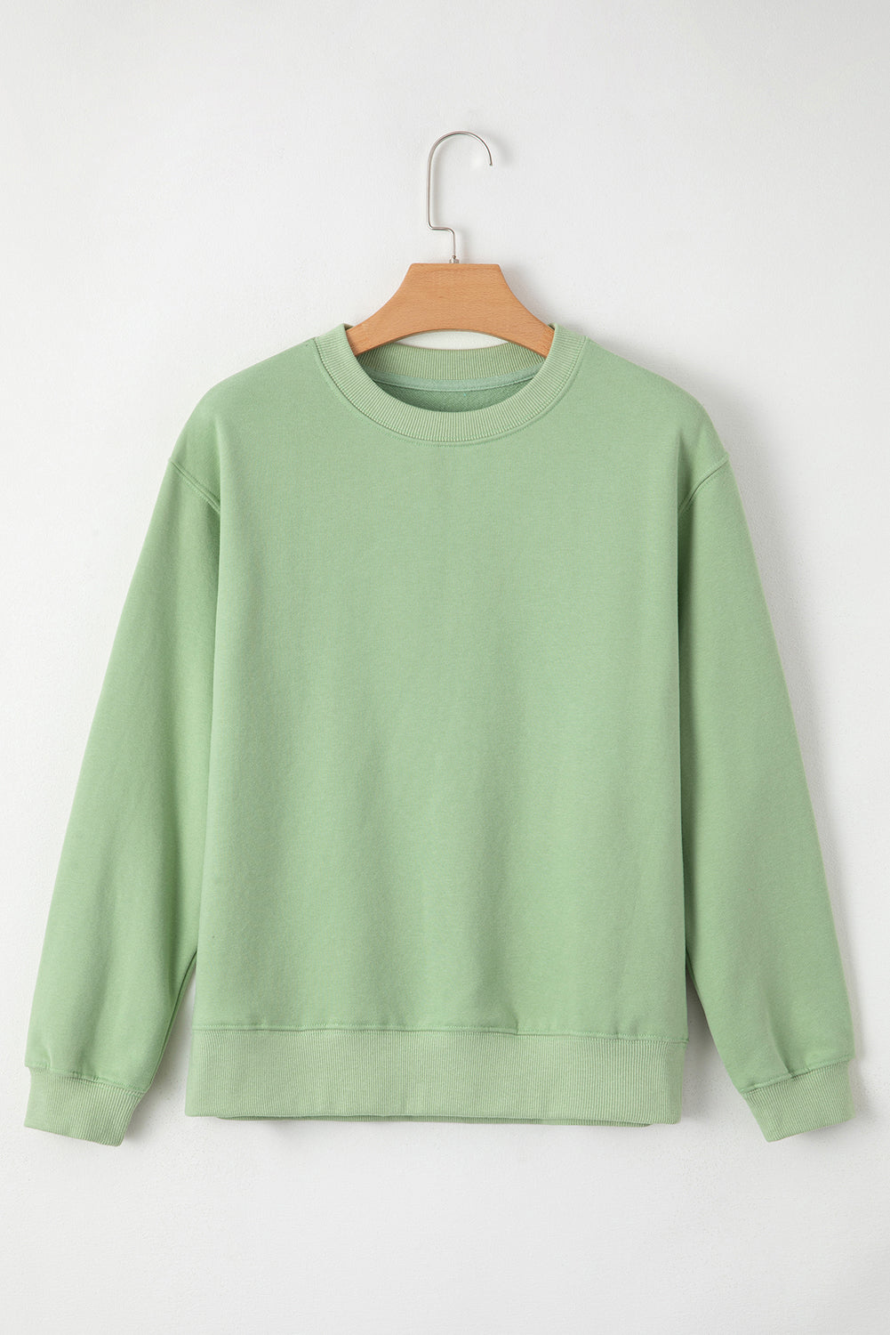 Smoke Green Solid Fleece Lined Drop Shoulder Terry Sweatshirt Sweatshirts & Hoodies JT's Designer Fashion