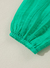 Sea Green Frilly V Neck Puff Sleeve Drawstring Shift Mini Dress Mini Dresses JT's Designer Fashion