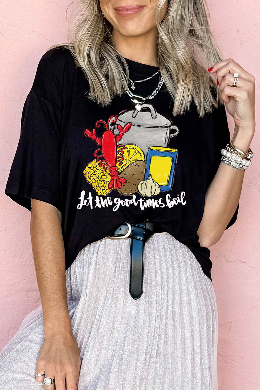 Black let the good time boil Fashion Graphic Tee Graphic Tees JT's Designer Fashion