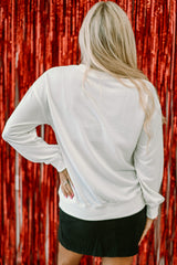 White Glitter XOXO Graphic Crewneck Valentines Pullover Sweatshirt Graphic Sweatshirts JT's Designer Fashion