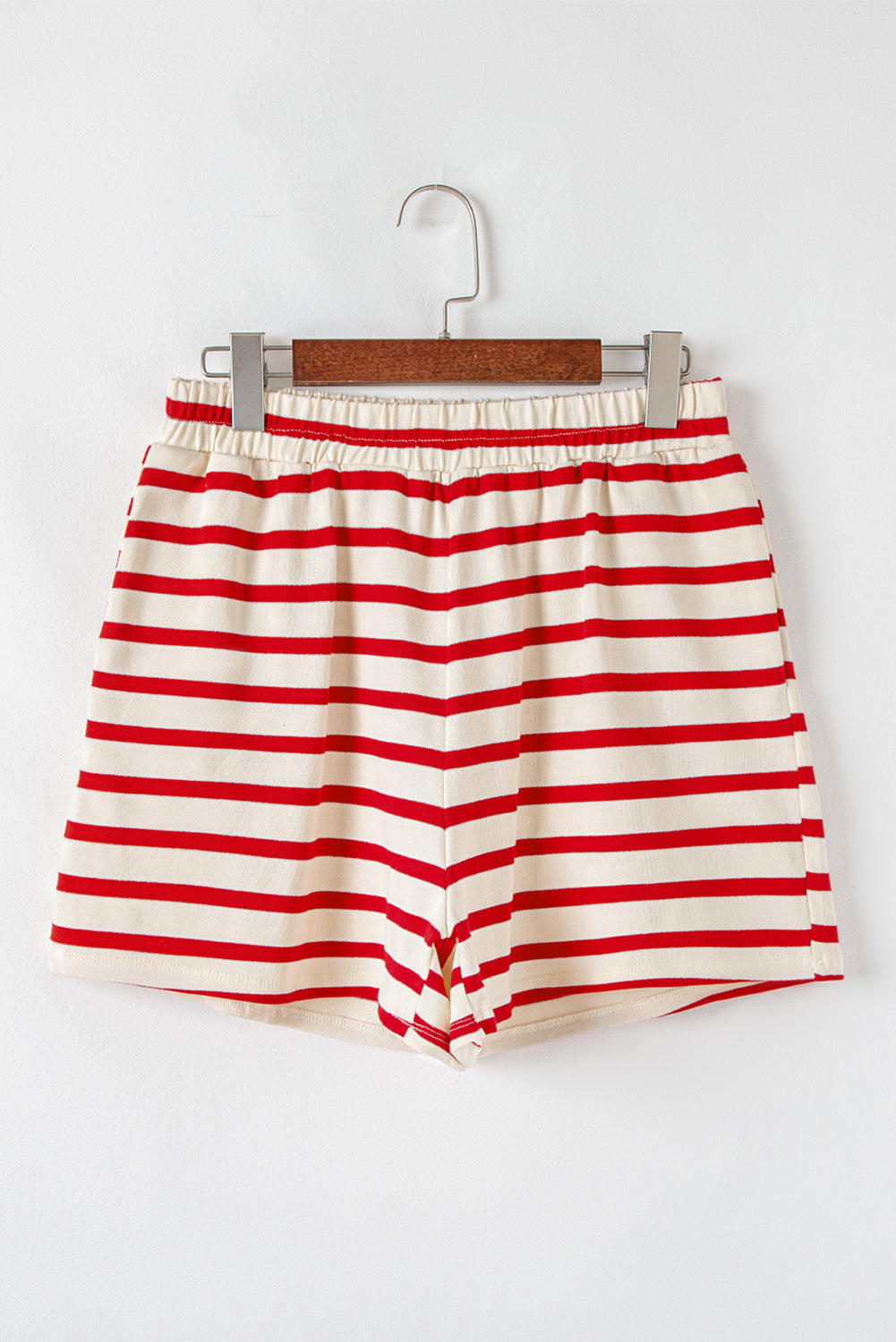 Red Stripe Lace-up Front Top and High Waist Shorts Set Short Sets JT's Designer Fashion