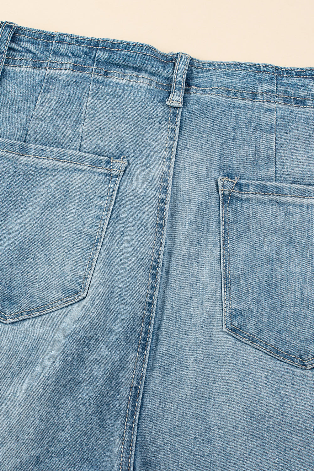 Dusk Blue Multi Buttons Medium Wash Straight Loose Leg Jeans Jeans JT's Designer Fashion