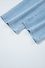 Beau Blue High Rise Barrel Relaxed Patch Pocket Jeans Jeans JT's Designer Fashion