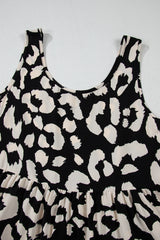 Black Leopard Print U Neck Sleeveless High Waist Dress Mini Dresses JT's Designer Fashion