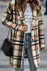 Pink Plaid Button Up Lapel Jacket Plaid Shackets JT's Designer Fashion