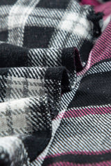 Black Plaid Colorblock Loose Shacket Plaid Shackets JT's Designer Fashion
