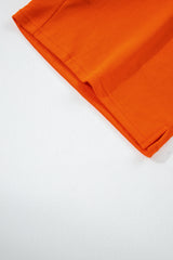 Orange Varsity Striped Sleeve Drop Shoulder Sweatshirt and Short Set Short Sets JT's Designer Fashion