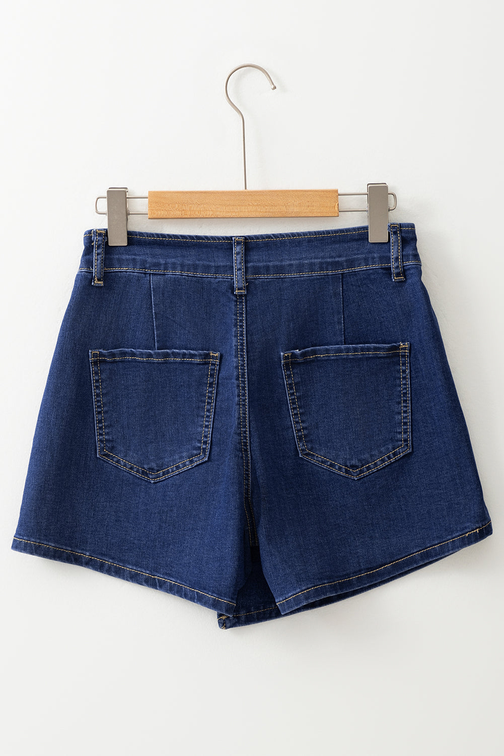 Bluing Asymmetric Wrapped Buttoned High Waist Denim Shorts Denim Shorts JT's Designer Fashion
