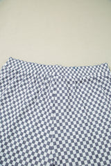 Gray Checkerboard Lace-Up High Waist Plus Size Casual Shorts Plus Size Bottoms JT's Designer Fashion