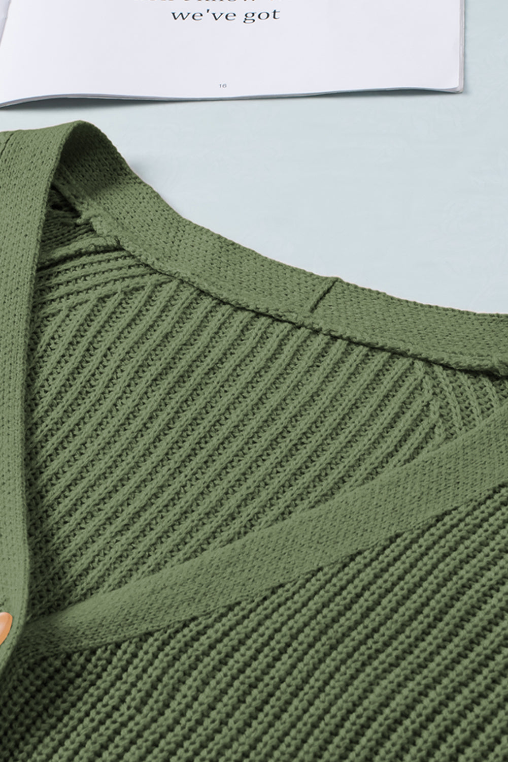 Green Bishop Sleeve Button V Neck Cardigan Sweater Cardigans JT's Designer Fashion