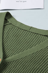 Green Bishop Sleeve Button V Neck Cardigan Sweater Cardigans JT's Designer Fashion