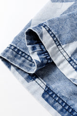 Light Blue Star Print Light Wash Drawstring Elastic Waistband Wide Leg Jeans Jeans JT's Designer Fashion