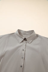 High Solid Color Balloon Sleeve Side Slits Loose Fit Shirt Blouses & Shirts JT's Designer Fashion