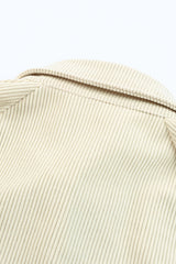 Beige Corduroy Shirt Style Full Button Long Sleeve Shift Mini Dress Mini Dresses JT's Designer Fashion