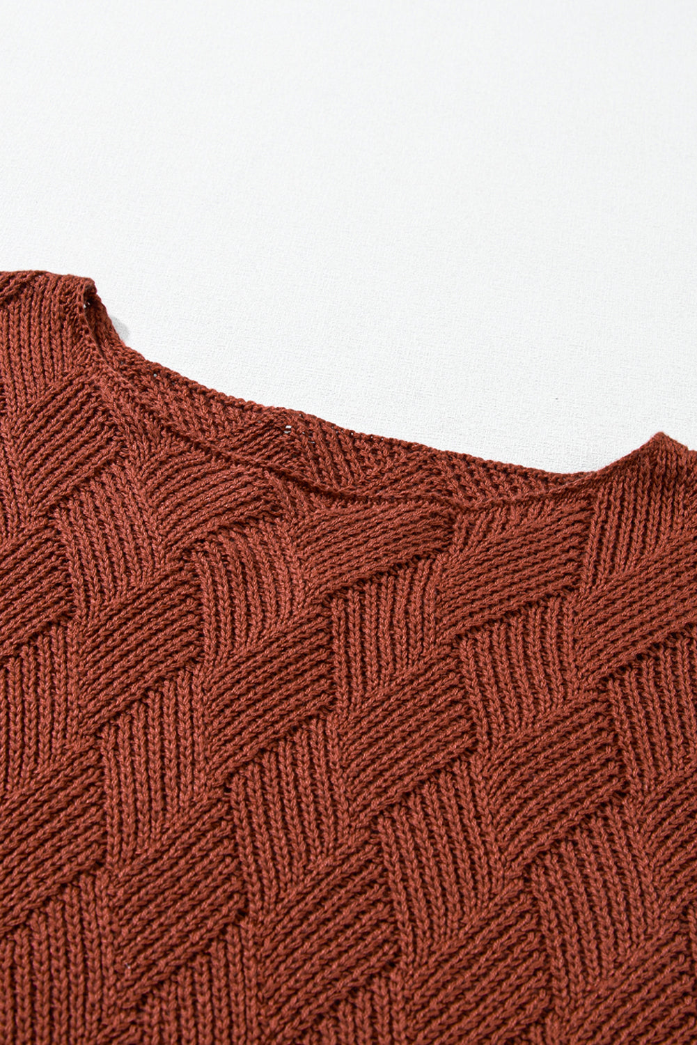 Gold Flame Solid Color Textured Crew Neck Loose Sweater Sweaters JT's Designer Fashion