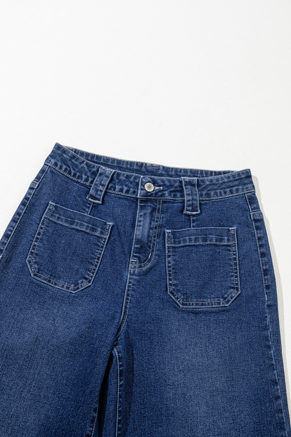 Sail Blue Wide Leg Pocketed High Waist Jeans Jeans JT's Designer Fashion