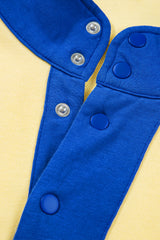 Yellow Color Block Patchwork Half Button Pullover and Shorts 2pcs Outfit Short Sets JT's Designer Fashion