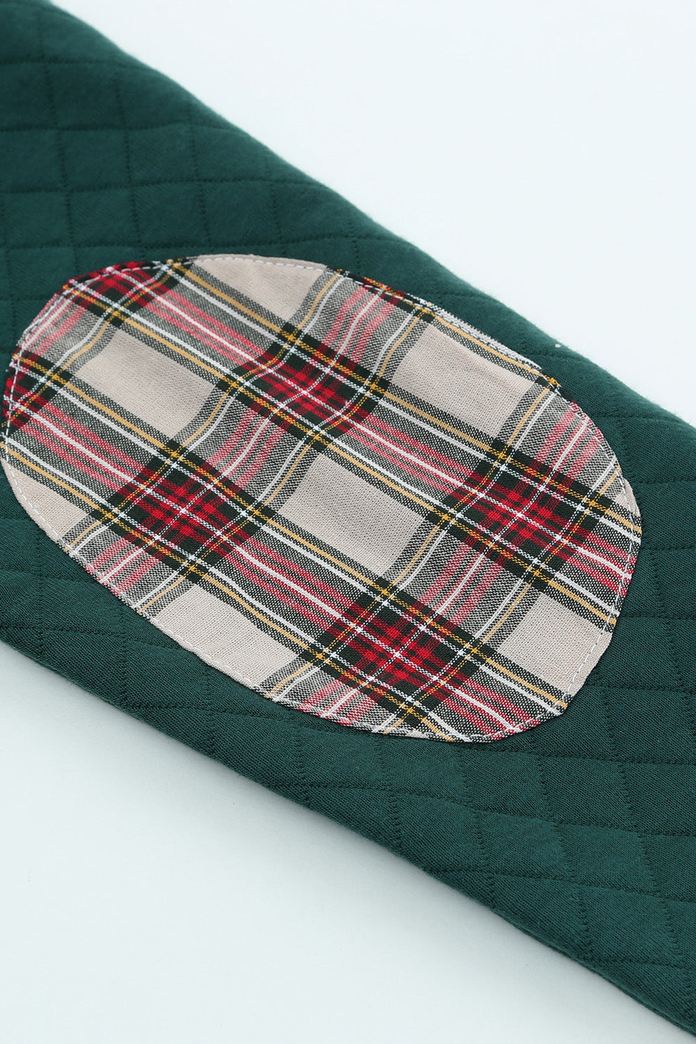 Green Geometric Texture Plaid Trim Sweatshirt Sweatshirts & Hoodies JT's Designer Fashion