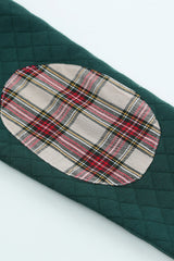 Green Geometric Texture Plaid Trim Sweatshirt Sweatshirts & Hoodies JT's Designer Fashion