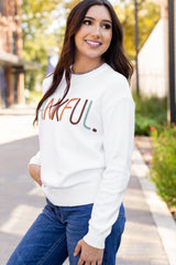 White Thankful Ivory Embroidered Sweater Sweaters JT's Designer Fashion