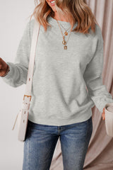 Gray Solid Fleece Lined Drop Shoulder Terry Sweatshirt Sweatshirts & Hoodies JT's Designer Fashion