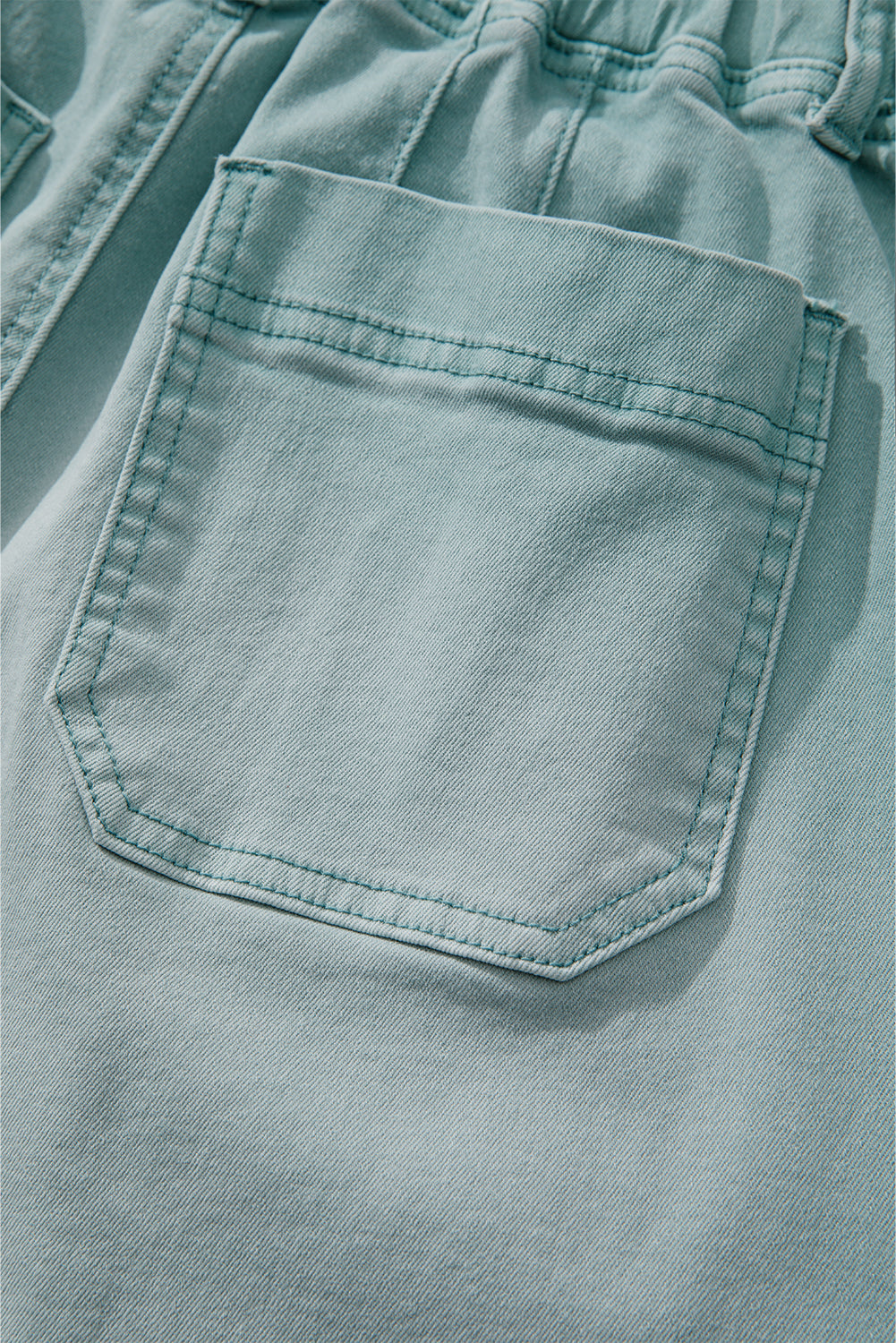 Smoke Green Mineral Wash Drawstring High Waist Wide Leg Jeans Jeans JT's Designer Fashion