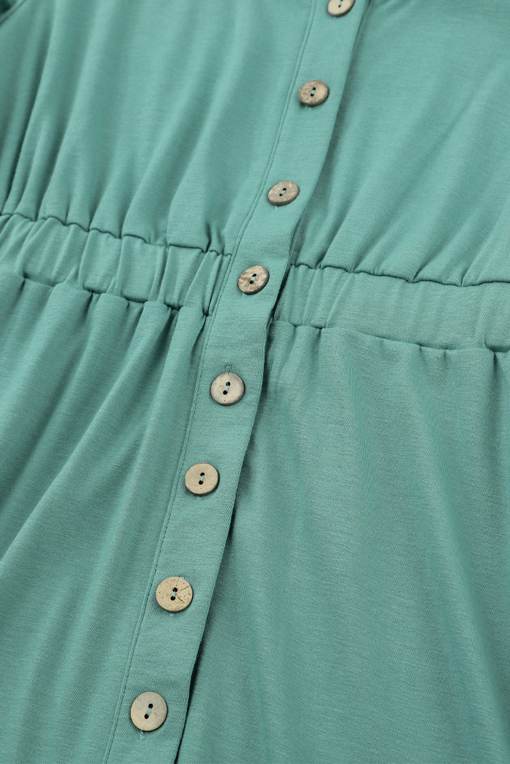 Green Button Up High Waist Long Sleeve Dress Midi Dresses JT's Designer Fashion