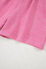 Pink Textured V Neck T Shirt and Shorts Set Short Sets JT's Designer Fashion